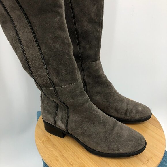 Karl lagerfeld Mimi riding boots genuine suede in Ash grey  / taupe size 6.5 - Picture 11 of 16